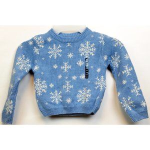 NWT VTG Old Navy Baby Sz 2 3 Blue White Snowflake Knit Pullover Sweater Winter